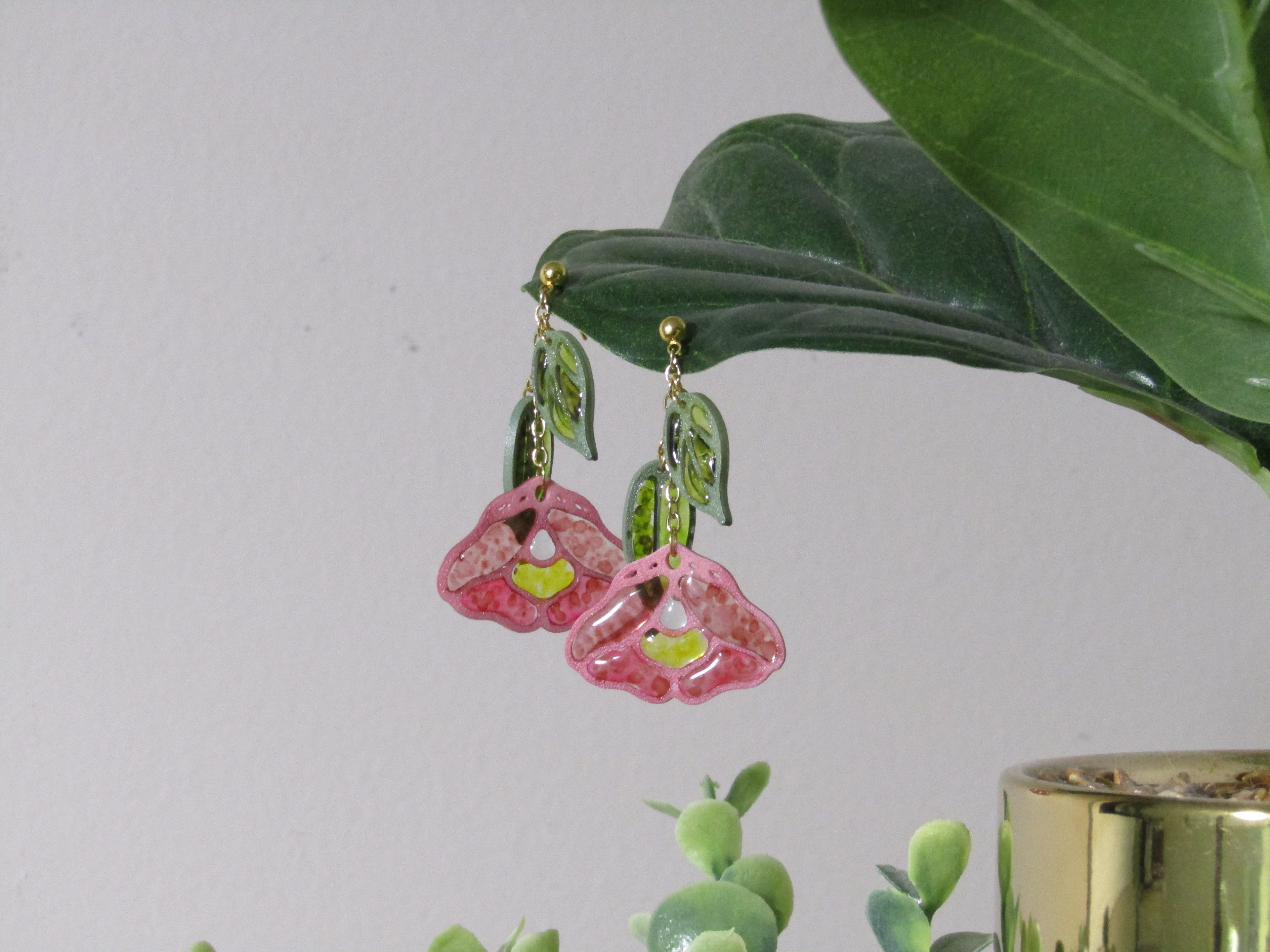Stained Glass Flower Dangle Earrings