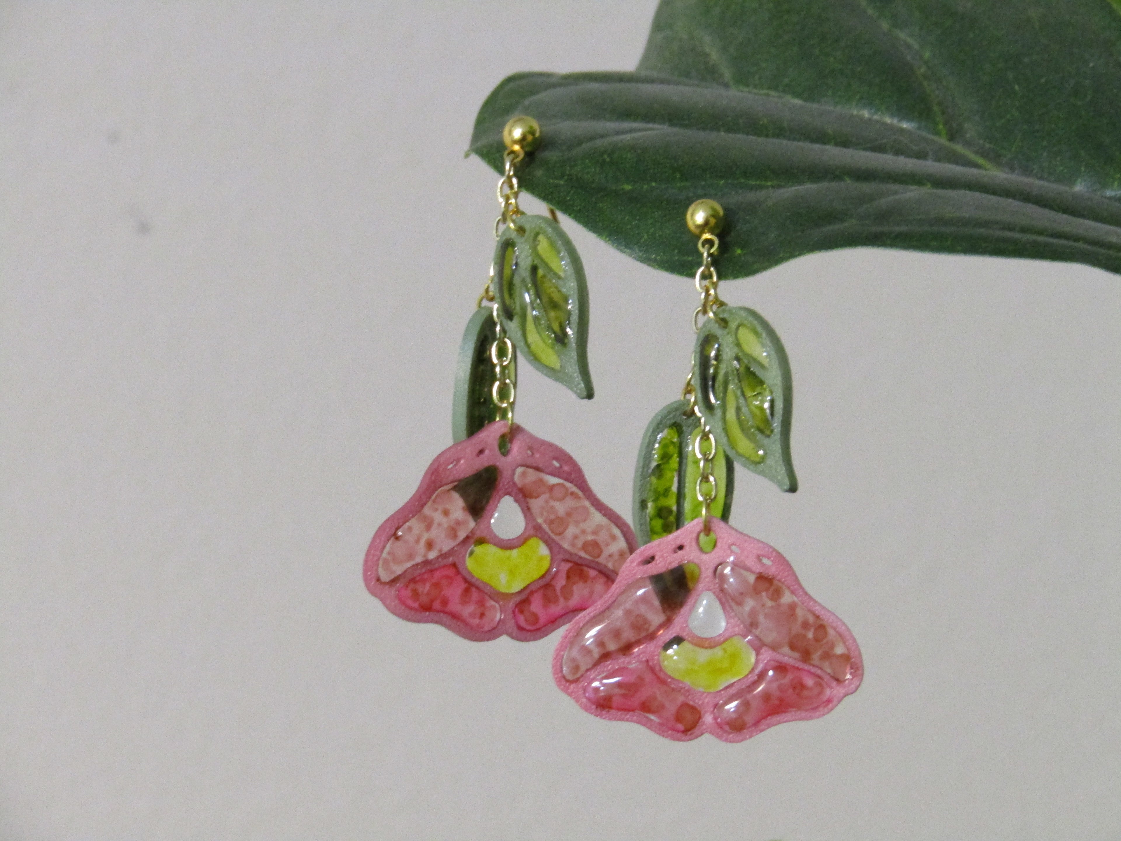 Stained Glass Flower Dangle Earrings