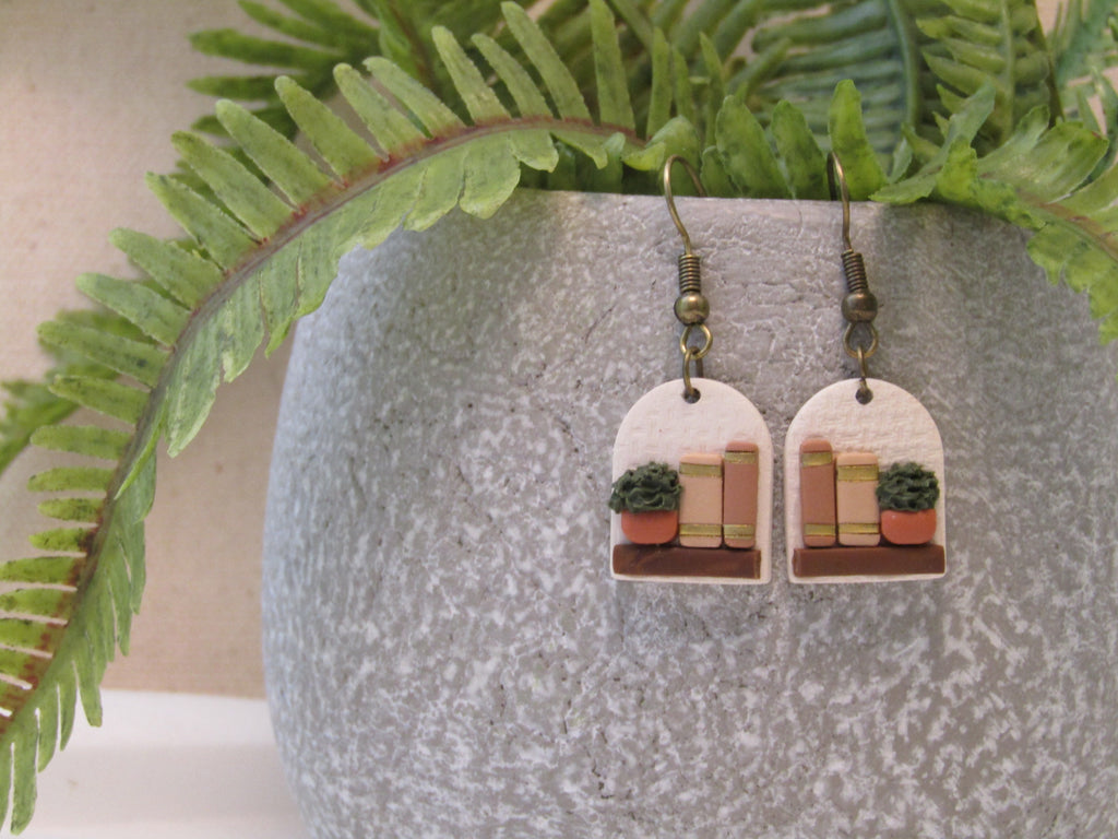 Book Lover Earrings - Neutral Color Palette
