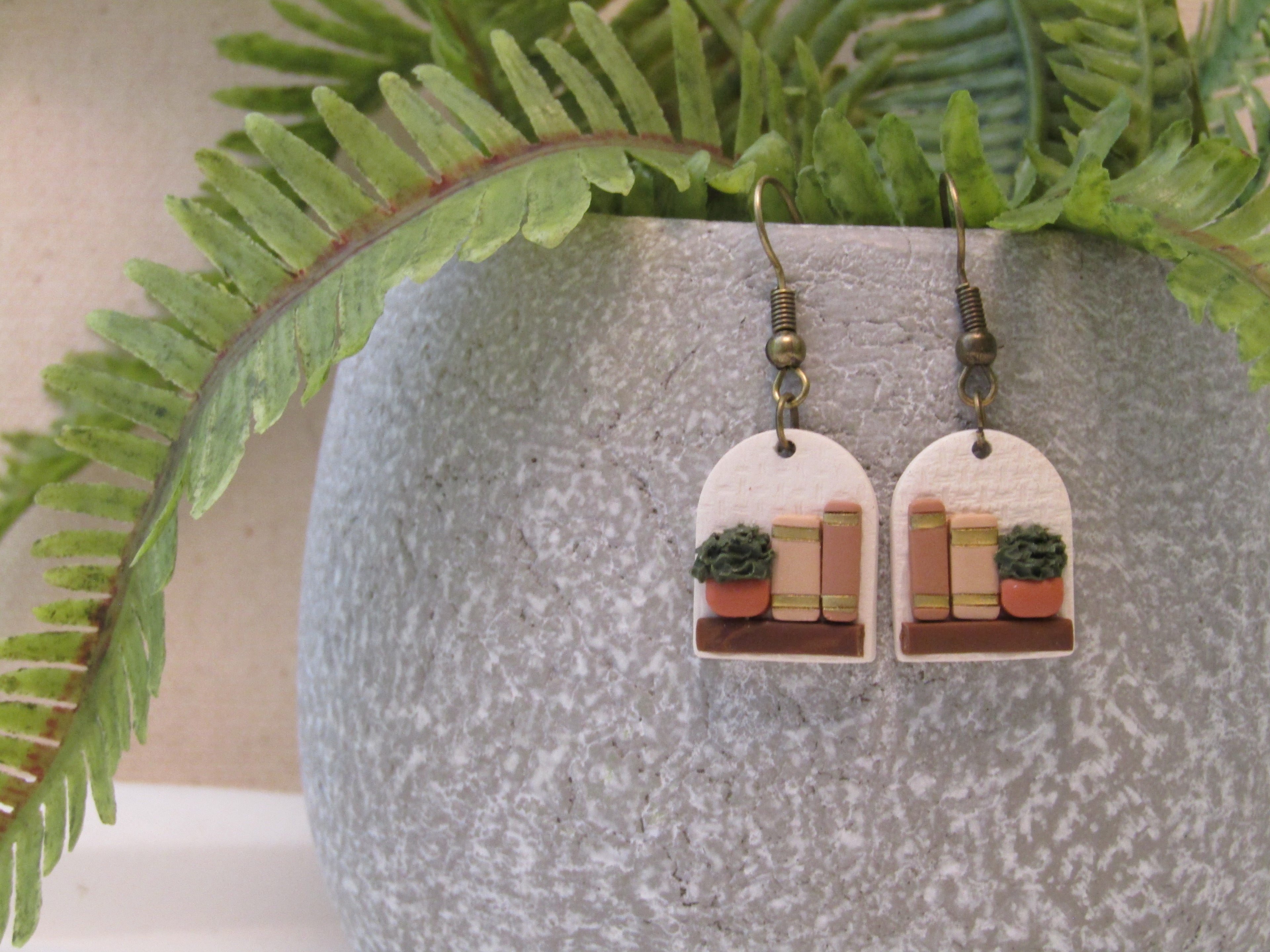 Book Lover Earrings - Neutral Color Palette