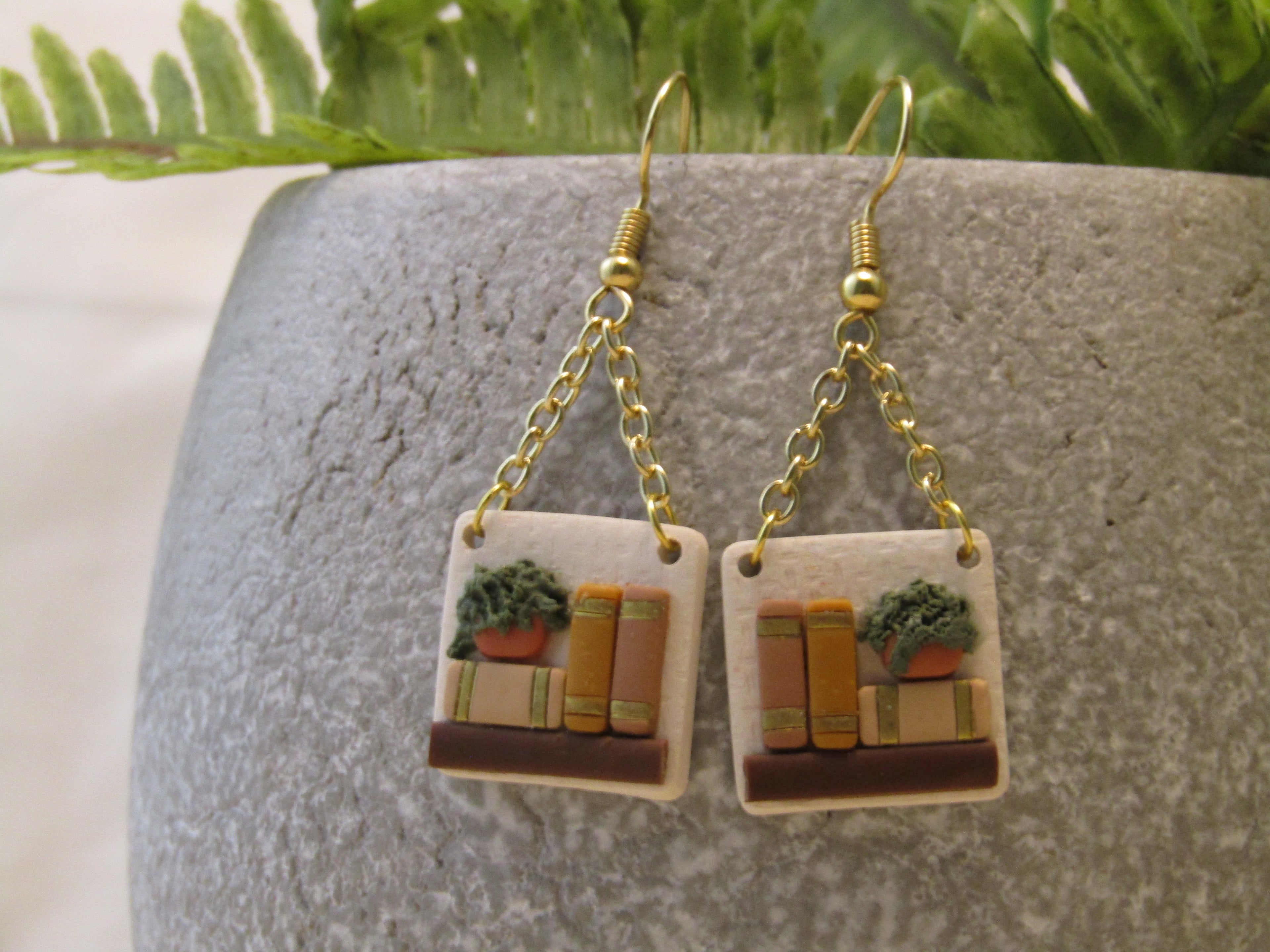 Book Lover Earrings - Gold Chain